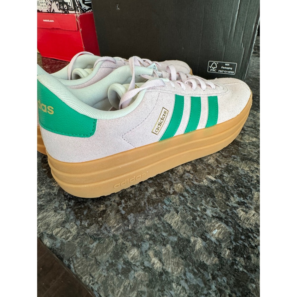 Adidas VL Court Bold Pink Green Suede Platform Sneakers Womens 9.5‎ JP6916 NEW - Picture 4 of 8